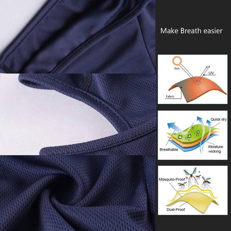 hikevalley Balaclava Face Mask Adjustable Windproof UV Protection Hood (US, Alpha, One Size, Dark Blue) - Image 3